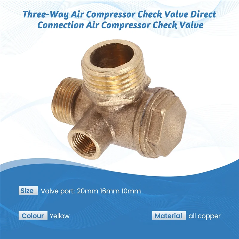 1 Three-Way Air Compressor Check Valve Direct Connection Air Compressor Check Valve,Valve Port: 20Mm 16Mm 10Mm-AA26