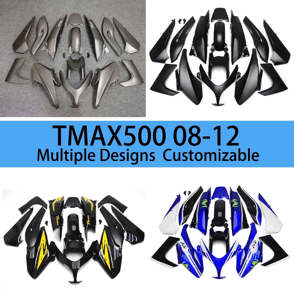 

Для YAMAHA TMAX500 2008 2009 2010 2011 2012, комплект обтекателей TMAX 500 08-12, полный корпус мотоцикла, пластиковые чехлы, обтекатели