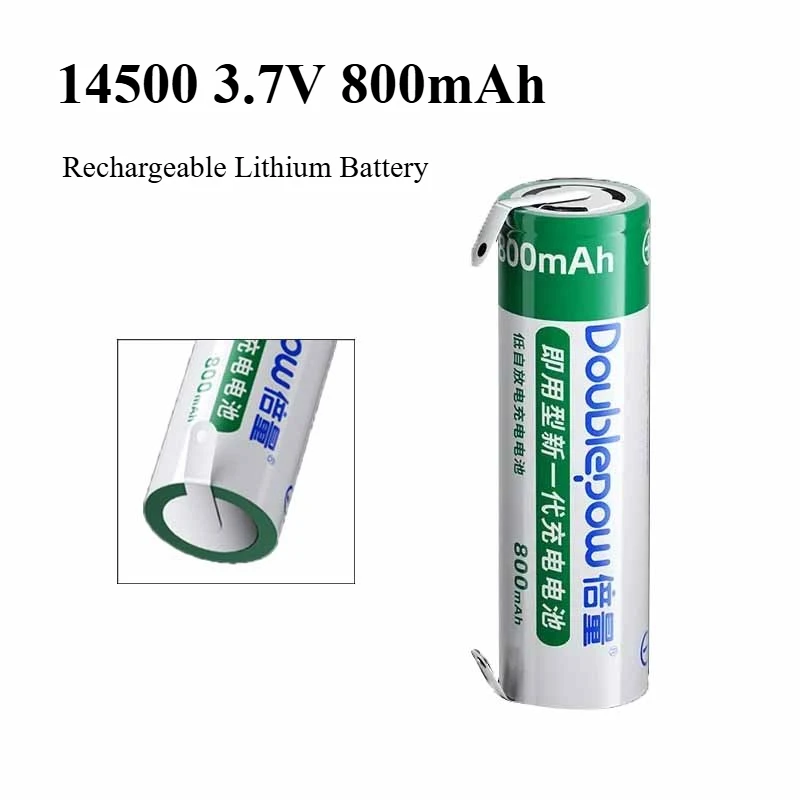 

14500 3.7V 800mAh AA Rechargeable Lithium Battery with Welding Tabs for Philips Braun Electric Toothbrush Shaver Razor Toy Mouse