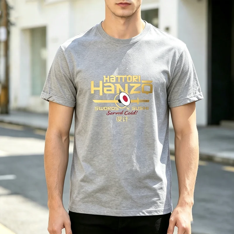 Samurai Sword Culture Graphic T Shirt for Men 100 Cotton Short Sleeve Tee for Casual Streetwear