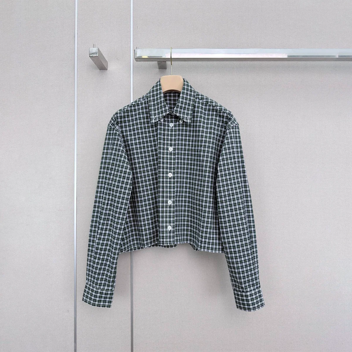 2026 high-quality women's checkered shirt casual daily retro style--hb714