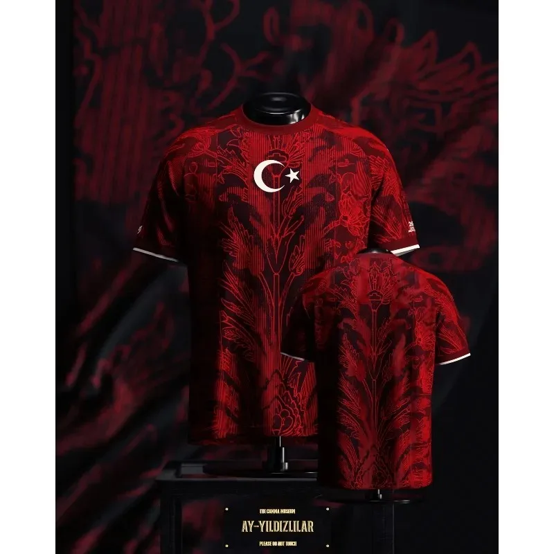 2026 Kid Family Matching Turkey AY-YILDIZLILAR Vintage Floral Themed Football Jersey Breathable Quick-Dry Soccer Fans Tee