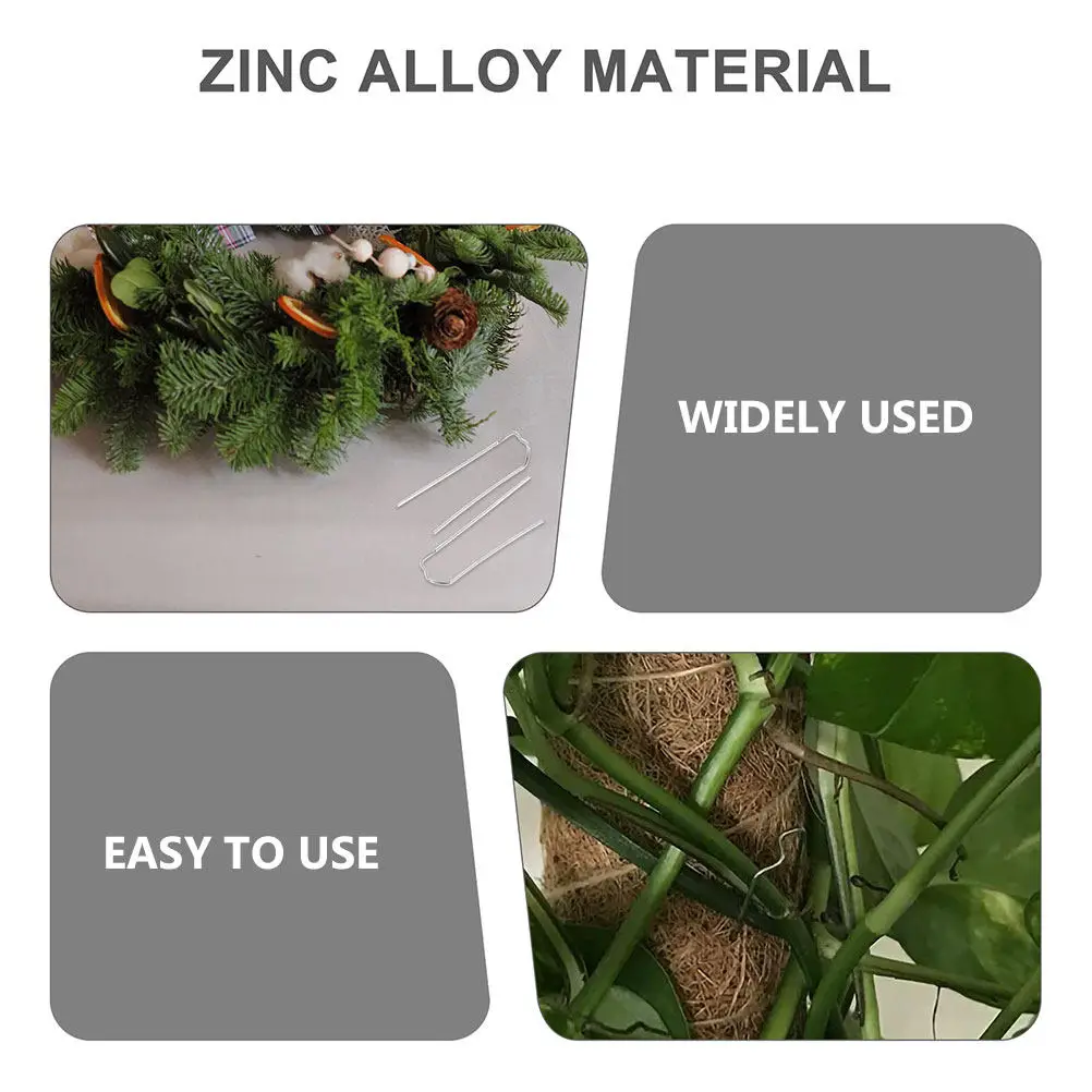 150Pcs Premium Galvanized M Shaped Floral Picks for Bouquet Wiring Wreath Bases Plant Securing Garden Landscaping Supplies view 2
