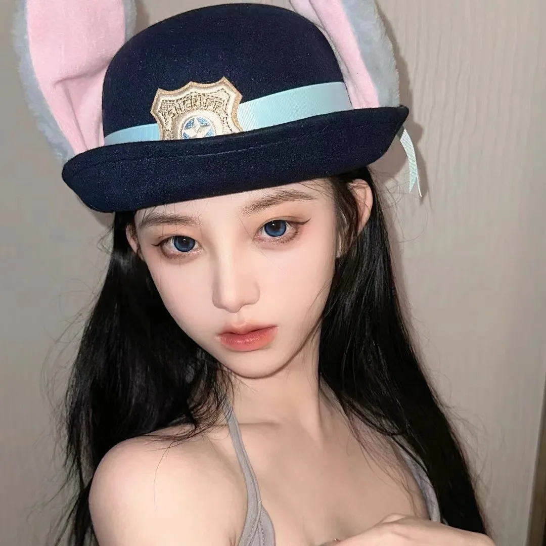 Judy Hopps Rabbit Dome Hat Zootopia Police Officer Costume Cap for Kids Adults 2023 Trendy Cosplay Headwear Accessory