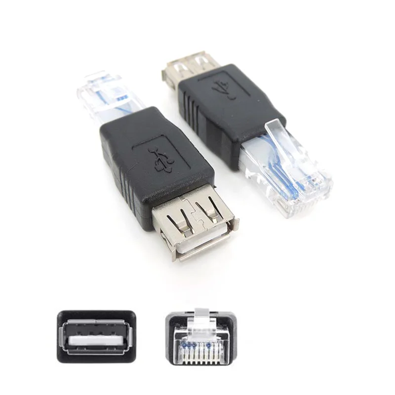 Ethernet to USB female Adapter RJ45 Ethernet Male to USB Female Converter 10Mb/100Mbs Network Connector for Laptops Computers