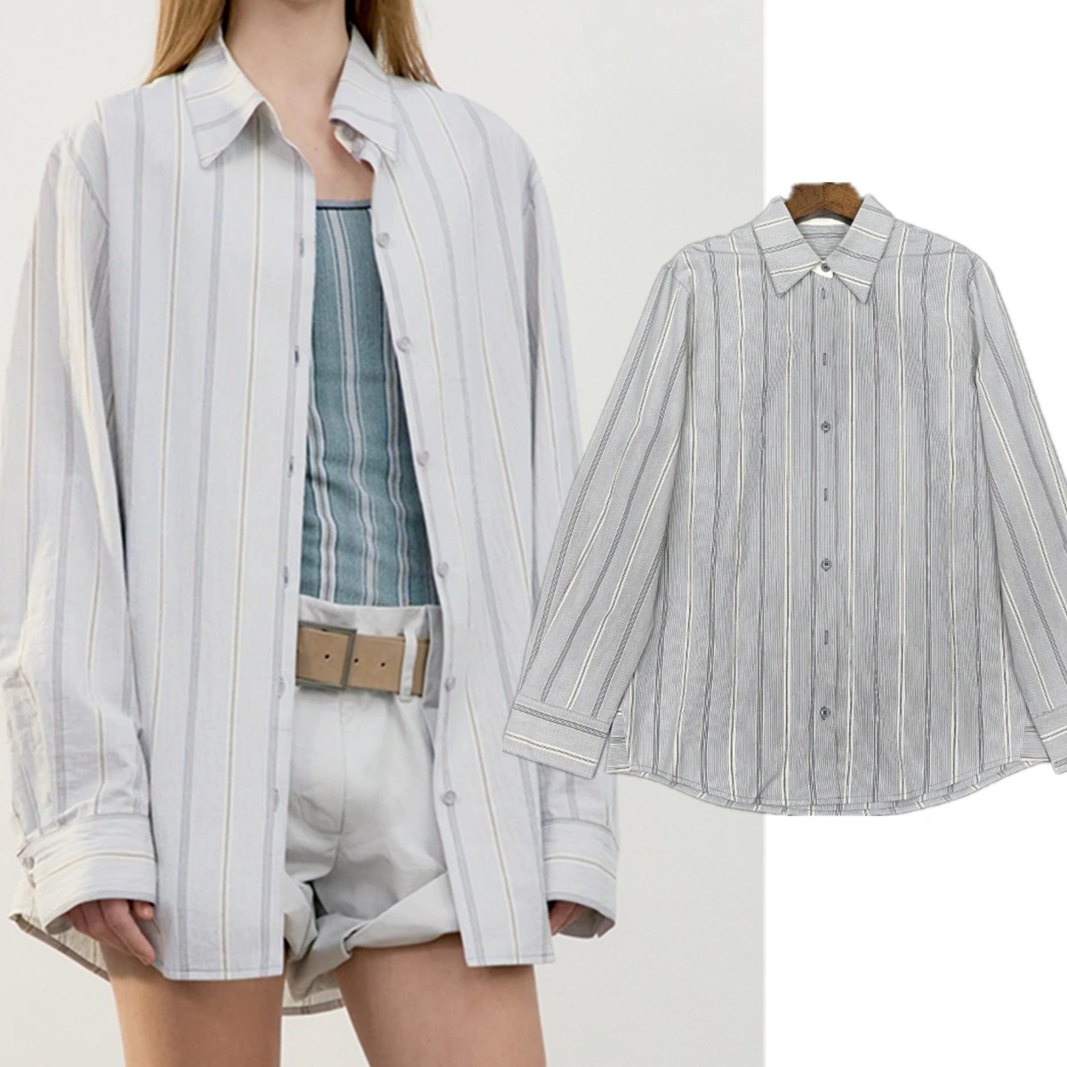 

Maxdutti, французские минималистичные свободные хлопковые блузки и рубашки для женщин, женская одежда, женская рубашка, женская рубашка в полоску в стиле ретро