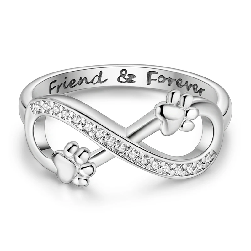 Original 925 Sterling Silver Sparkling Paw Ring For Women Girls Jewelry Birthday Anniversary Gifts
