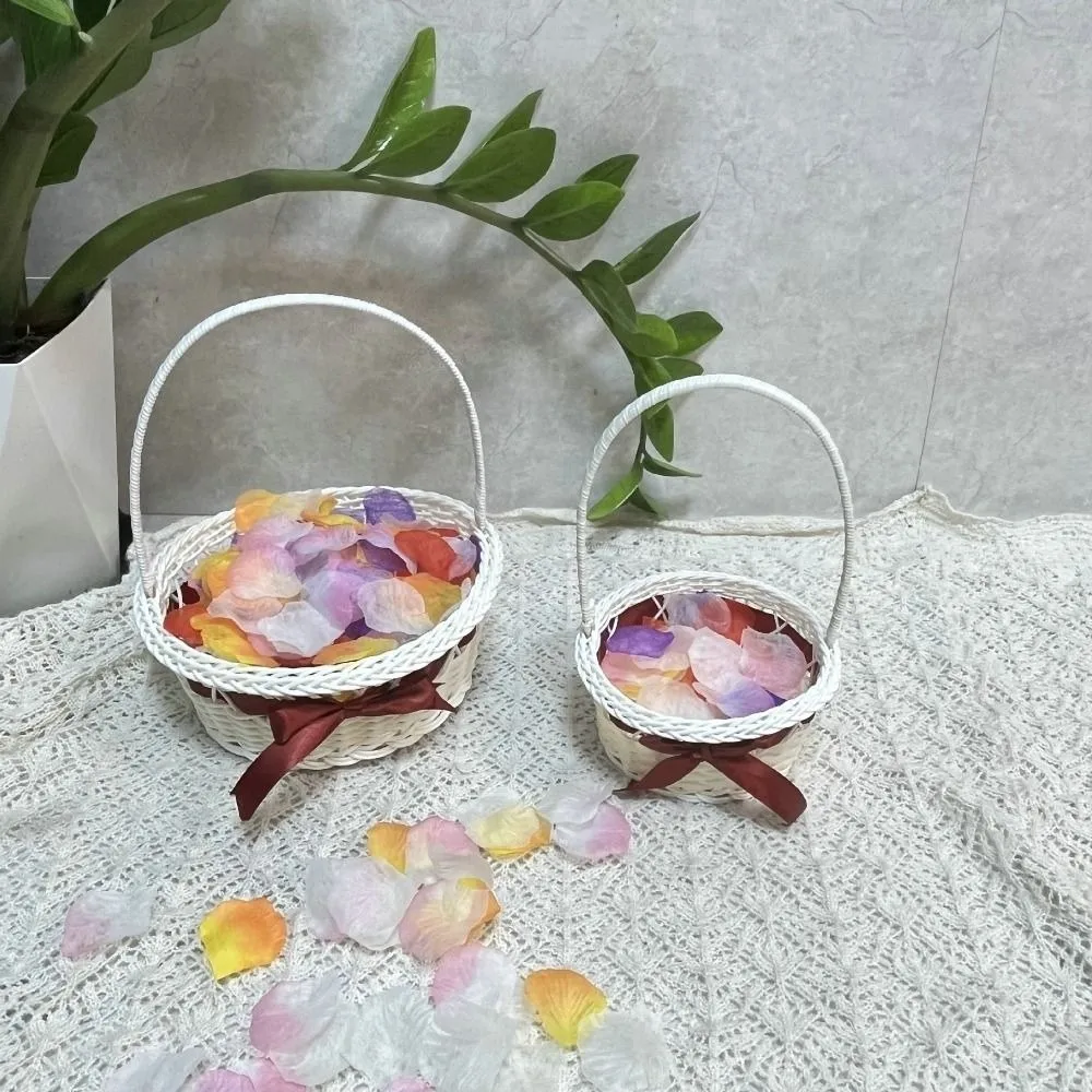 with Handle Imitation Rattan Handhold Handwoven 8 Styles Braid Storage Baskets Household Vegetable Fruit Flowers Holder