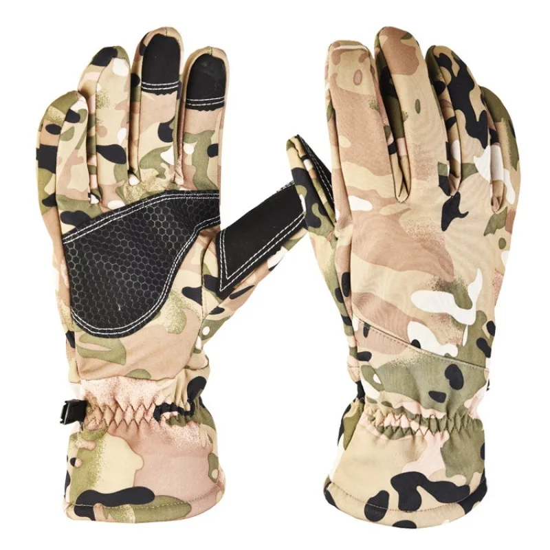 Nouveaux tactiques d'hiver en plein air Camouflage chasse chaud antidérapant gants de pêche imperméable écran tactile Ski Camping gants