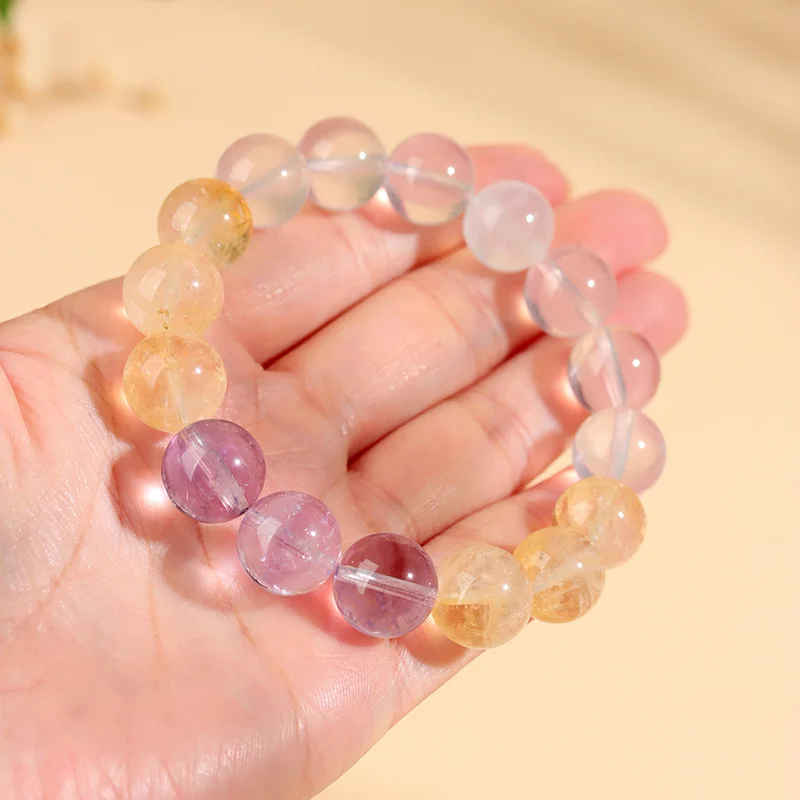 

Natural Crystal Multi Treasure Bracelet Starlight Pink Yellow Ace Lavender Energy Bracelet