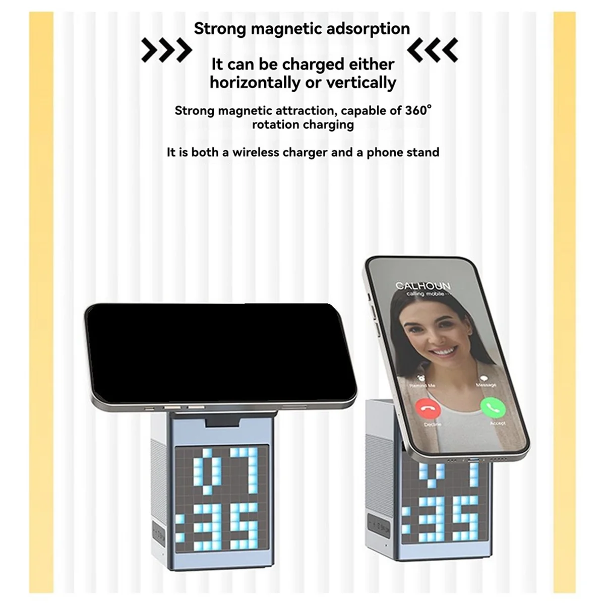 

6in1 Magnetic Multi-Function Wireless Charger with Bluetooth Speaker Alarm Clock for 14-16Pro for