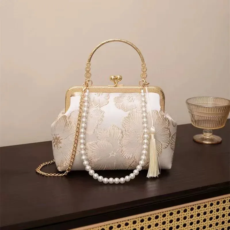 

New Chinese Sle Wealthy Flower oulder Handbag Women's Crossbody Clutch Bag Soft Handle Single Strap Handbag