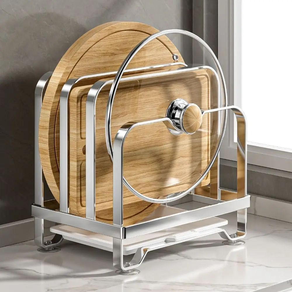 Vertical Cutting Board Holder Rustproof Anti-slip Chopping Board Rack Moisture-proof Space Saving Cookware Holder