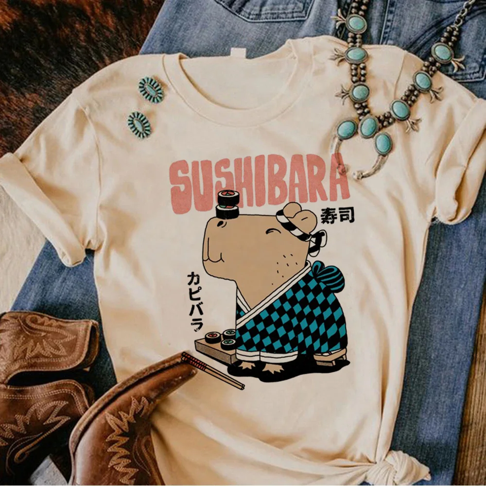 Capybara Tee women comic graphic harajuku Tee female comic y2k designer clothes