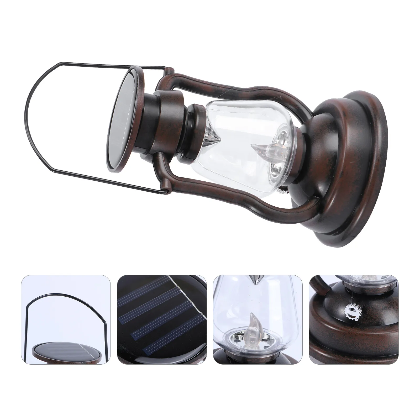 

1Pcs Retro Solar Lantern Vintage Handheld Decorative Lamp for Home Garden Wall Hanging Outdoor Decoration Brown Solar Powered