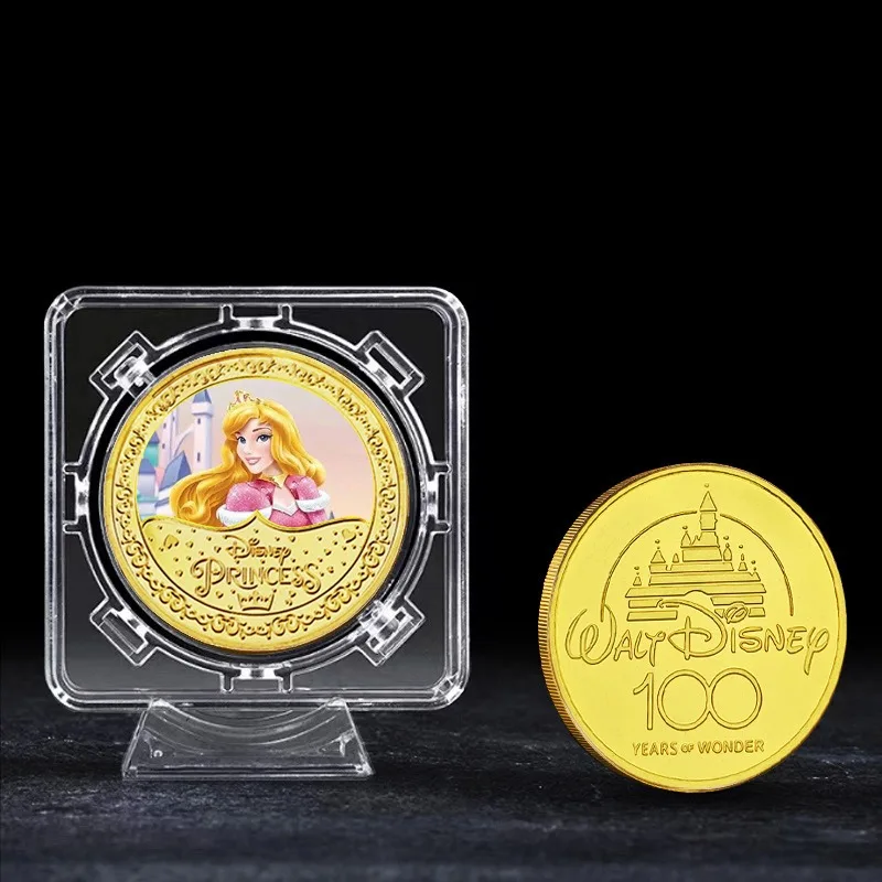 Moneda conmemorativa de la Bella Durmiente de Disney, moneda de Metal, personaje de película de dibujos animados, moneda de la suerte, regalo para niños