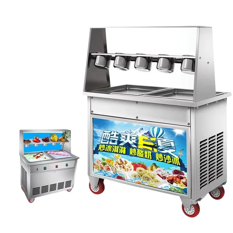 Fried Ice Cream Roll Machine for Sell Thailand Style Roll Fried Ice Cream Machine Flat Pan