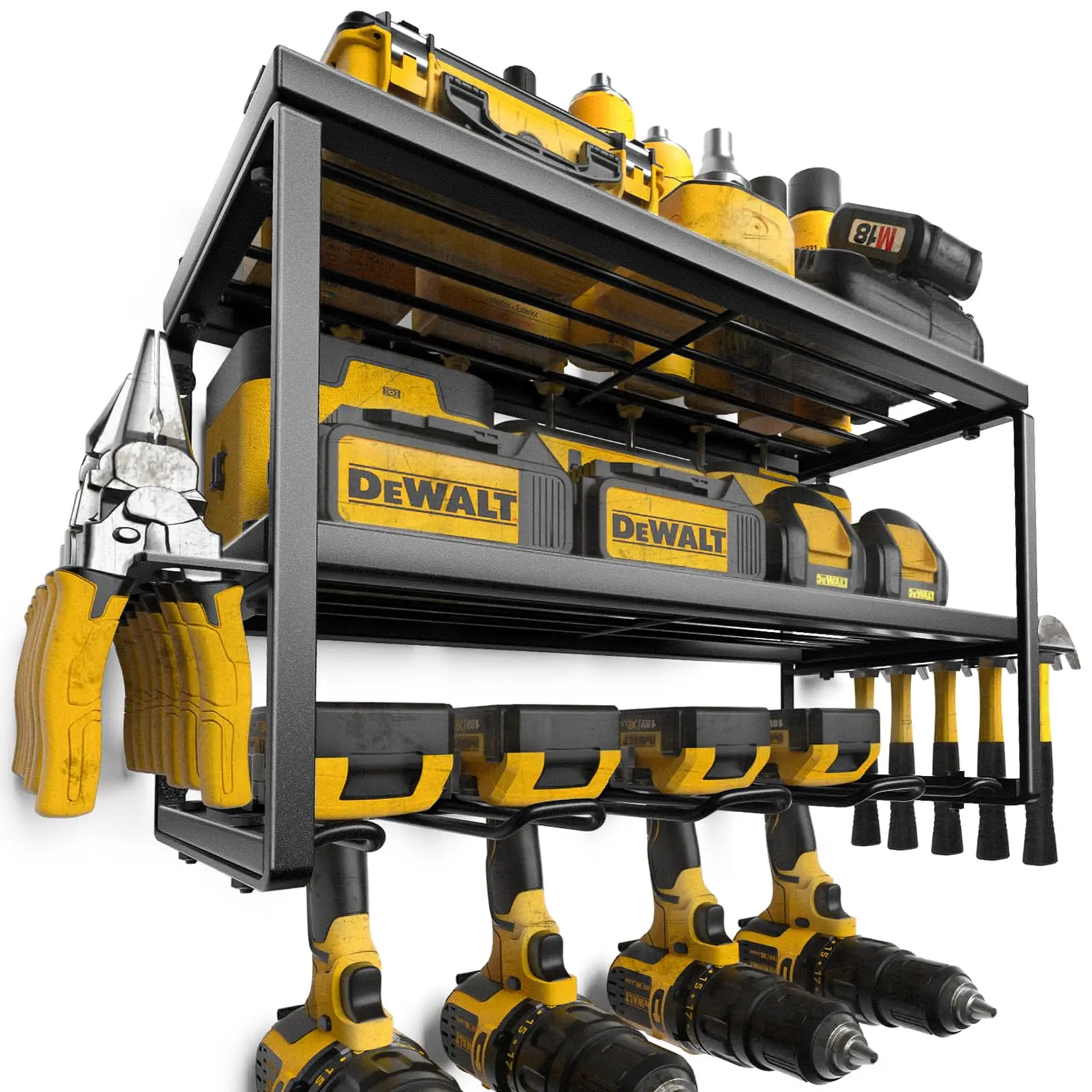 power-tool-organizer-with-4-drill-holder-wall-mount-metal-3-layers-power-drill-tool-holder-heavy-duty-garage-tool-storage-rack