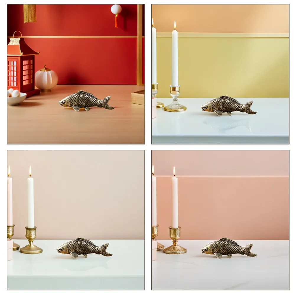 Carp Shape Copper Ornament Desktop Decoration Metal Home Decor Adornment Portable Lightweight Art Piece for Kids Room Office