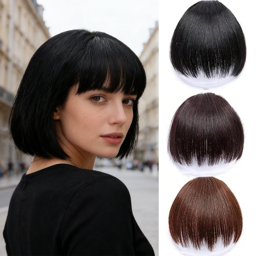Clip On Bangs Hairpieces for Women Bangs Clip In Hair Extensions Synthetic Above Eyelash False Fringe Hairpieces