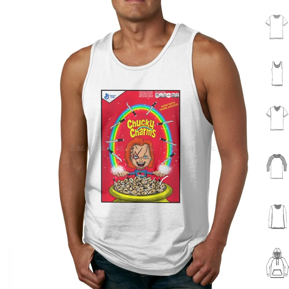 Chucky Charms Cereal Tank Tops Vest Sleeveless Chucky Horror Childs Play Doll Halloween Scary Movie Film 80S Slasher 90S Lee