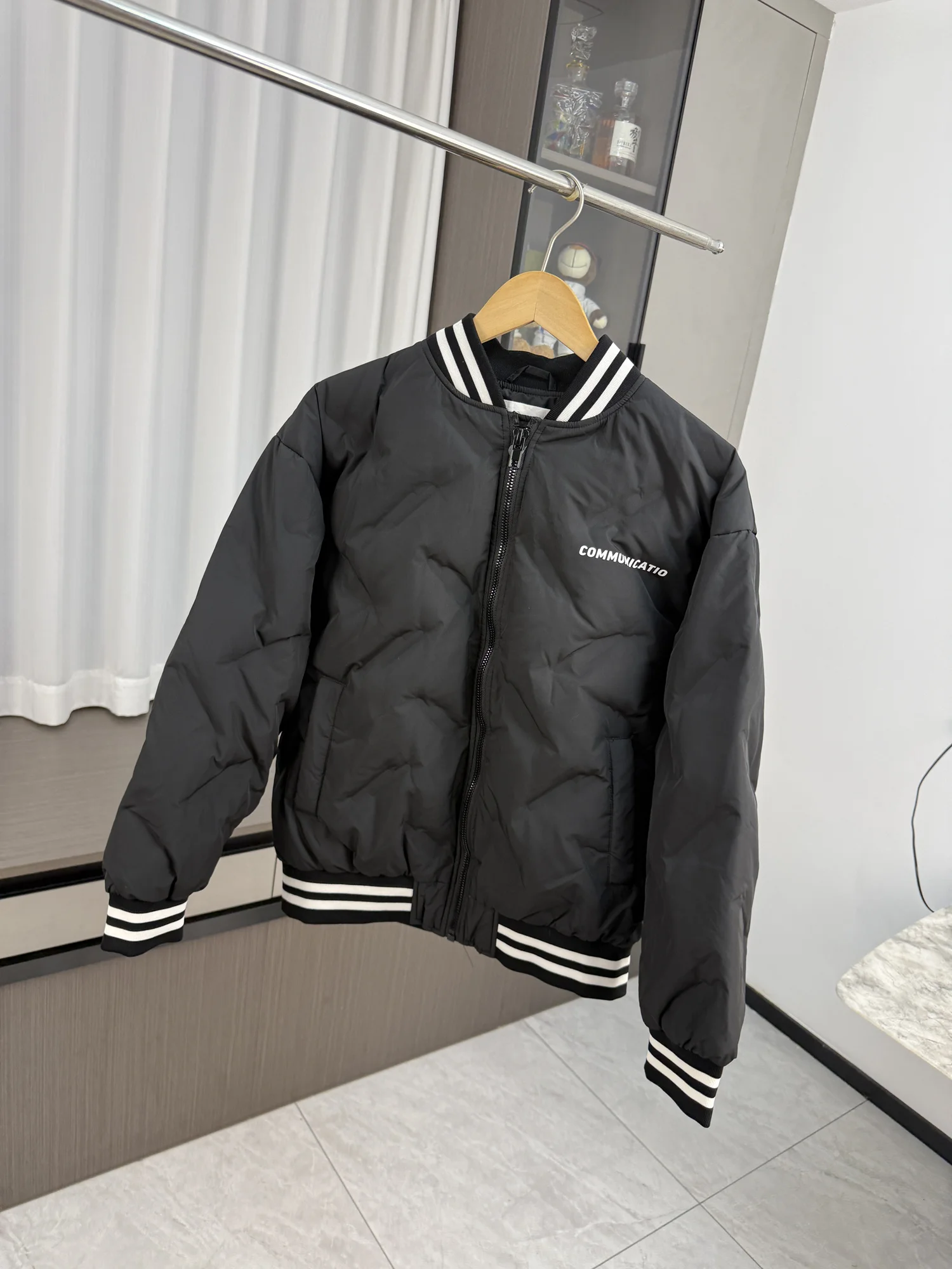 

Men's Casual Quilted Jaet Winter Thiened Warm Baseball Collar Letter Print Lightweight Durable Elastic Fabric Coat