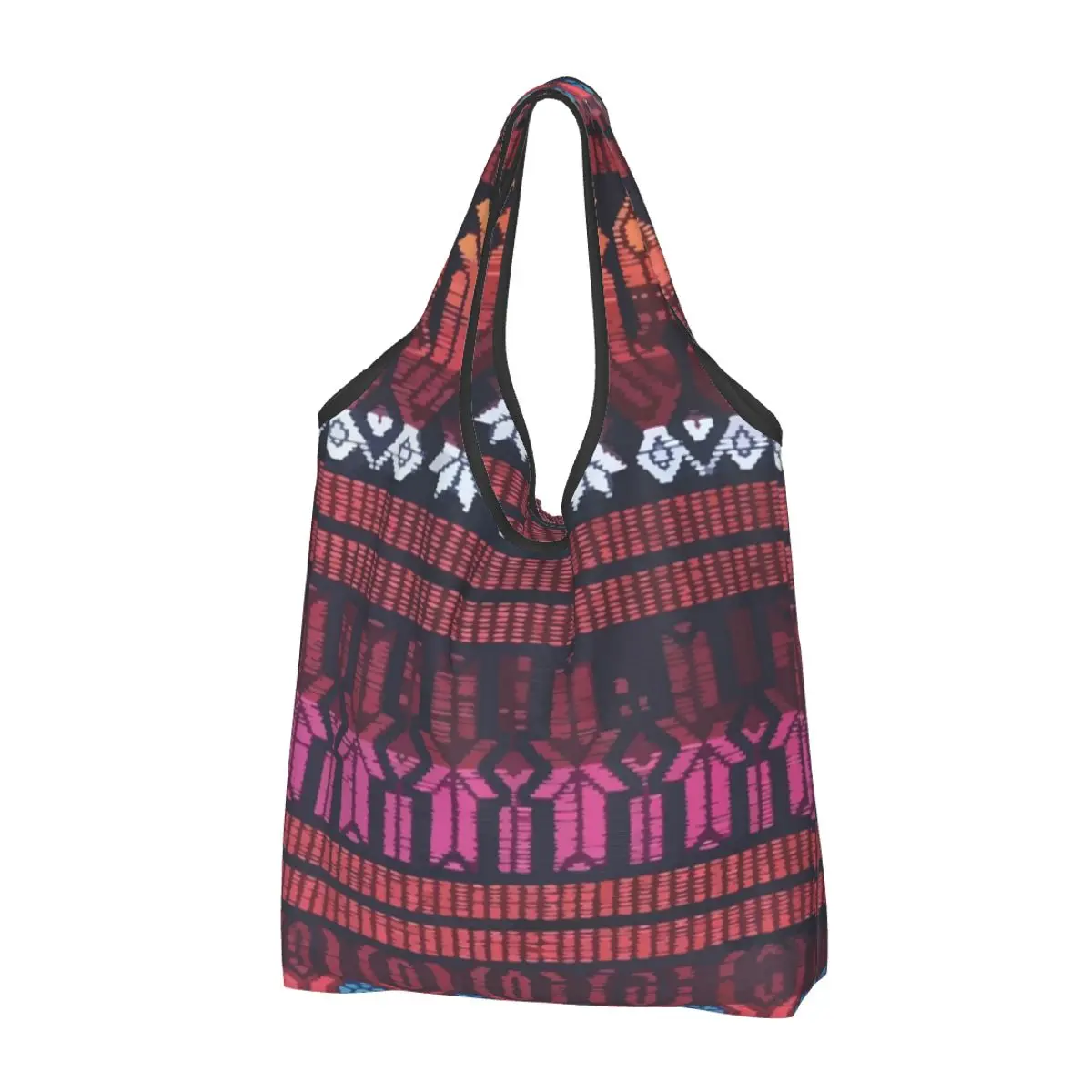 Aztec Mayan Motive Rebozo Mexican Reusable Shopping Grocery Bags Foldable 50LB Weight Capacity Eco Bag Eco-Friendly Ripstop