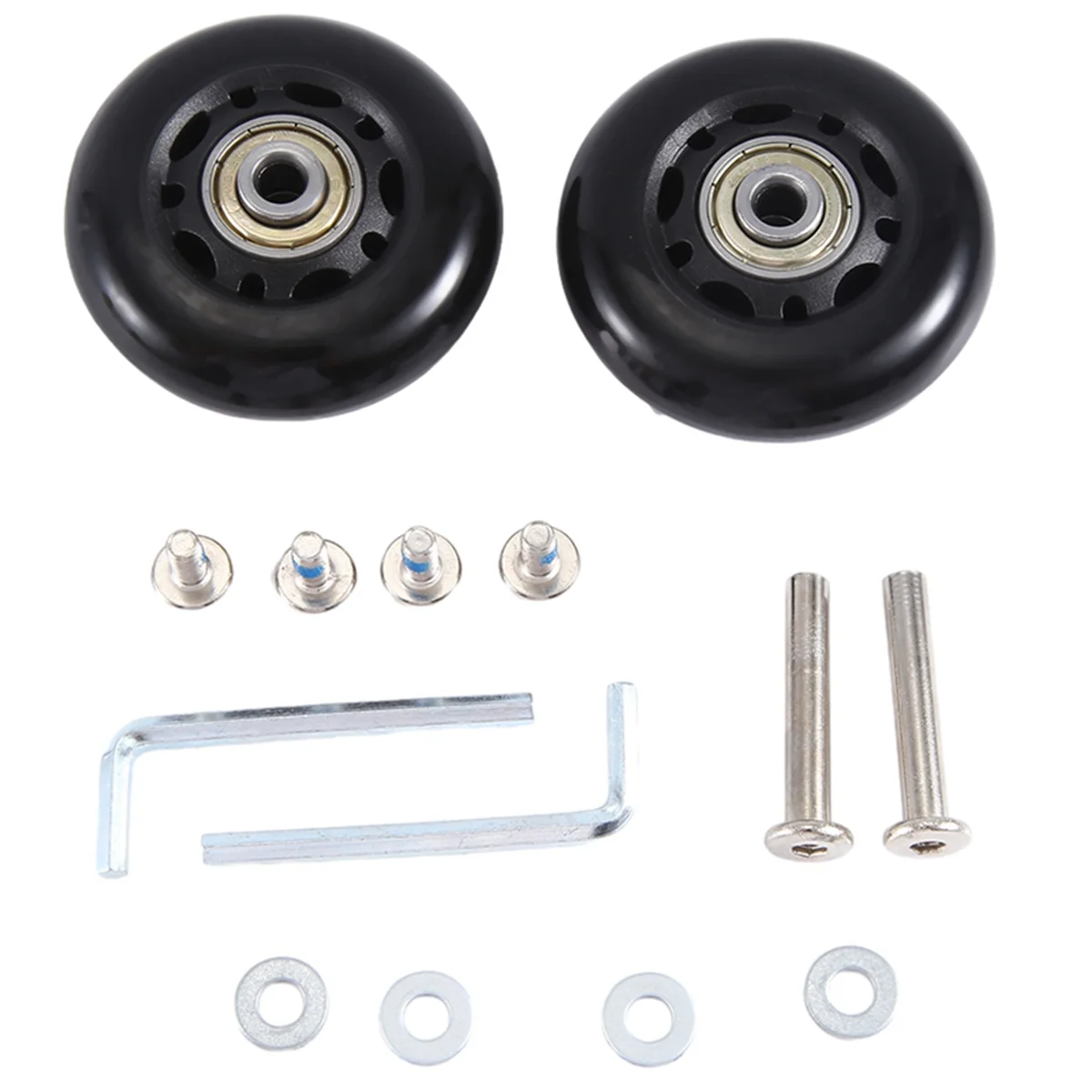 ABQR 60x18mm Set of 2 Luggage Suitcase Replacement Wheels,PU Swivel Caster Wheels Carbon Steel Bearings Repair Kits