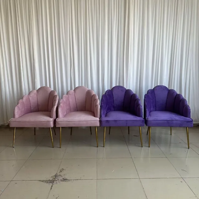HomeFactory Direct Sales Petal Chair Simple Flannel Design Bedroom Makeup Chair for Home Decor
