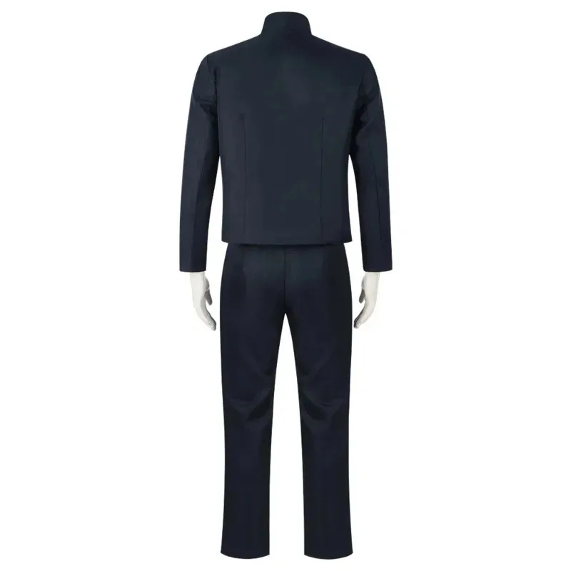 Gojo Satoru Cosplay disfraz de Anime Jujutsu Kaisen disfraz de Cosplay uniforme azul marino traje con peluca Halloween uniformes de calidad para hombres