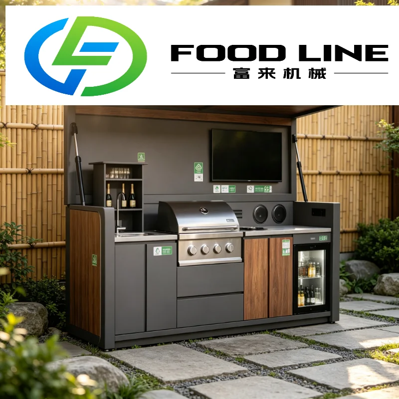Custom Aluminum Outdoor Cooking BBQ Kitchen Complete Unit Pergola Grill and Integrated Sink for Villa