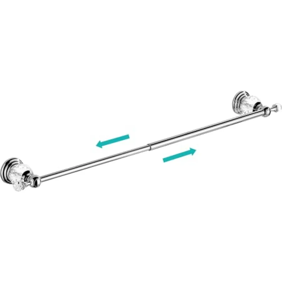 

24 Inch, Adjustable Crystal Towel Rack, Silver Single Towel Holder for Bathroom Wall Mounted Modern