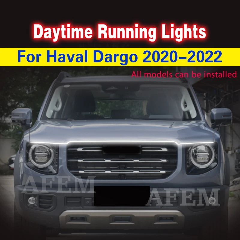 1pcs DRL For Haval Dargo 2020-2022 LED DRL 12v Daytime Running Lights Daylight Fog light Waterproof Led Car Hood Lights Strip