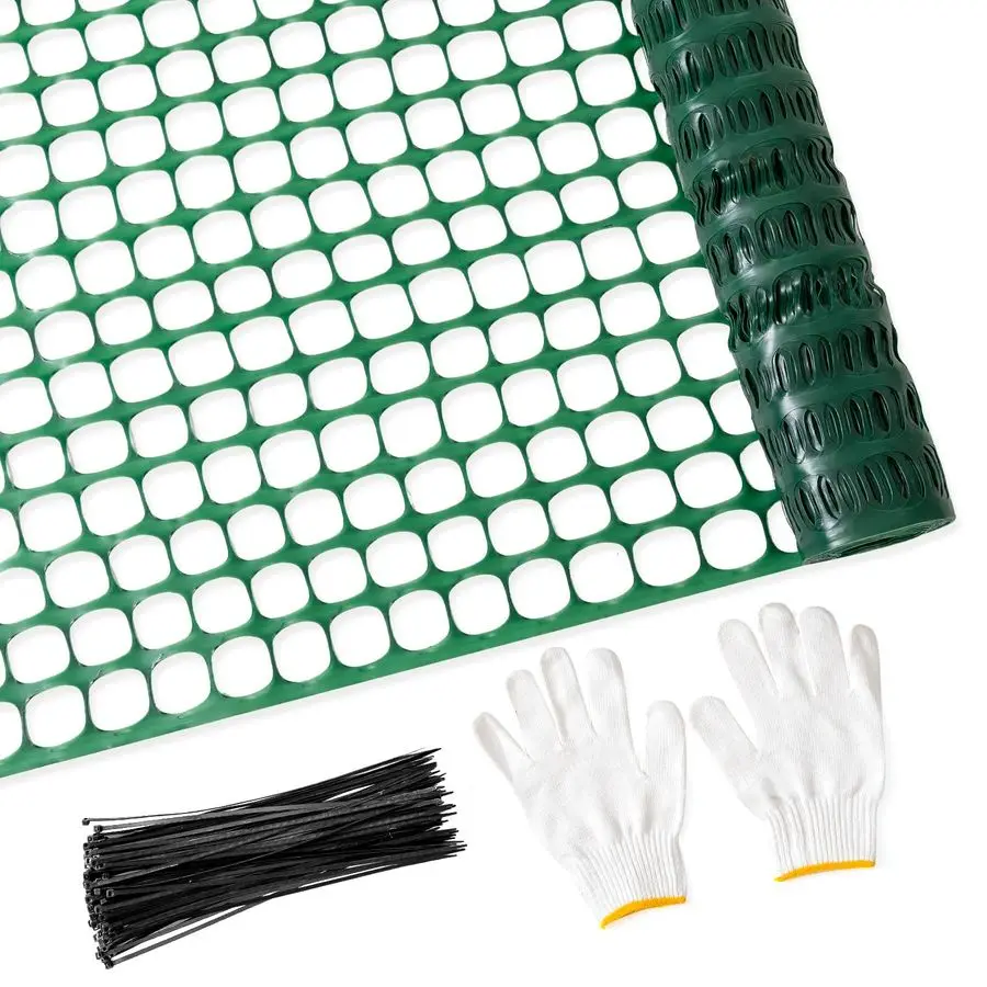 

Plastic Mesh Fence Safety Fence, 4x100 Roll with 100 Zip Ties, Resuable Temporary Netting for Garden Fencing, Construction, Snow