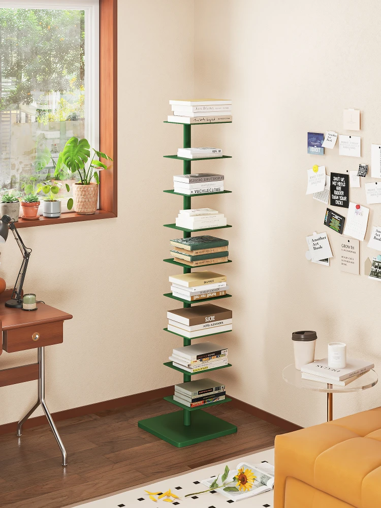 Creative minimalist multi-layer invisible bookshelf rotatable adjustable floor shelf living room bedroom advanced storage rack