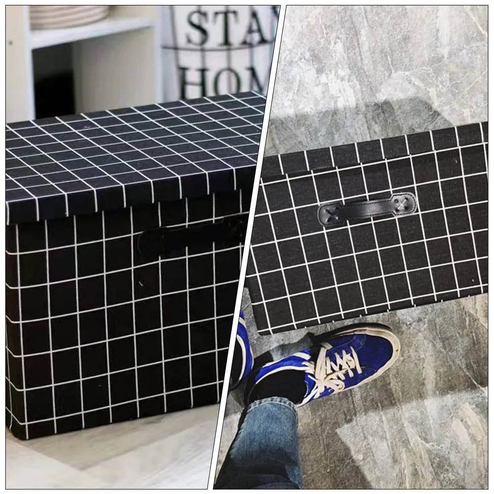 

1pc Large Capacity Folding Storage Box S Black For Clothes Shoes Household Lightweight Cloth Paperboard Material