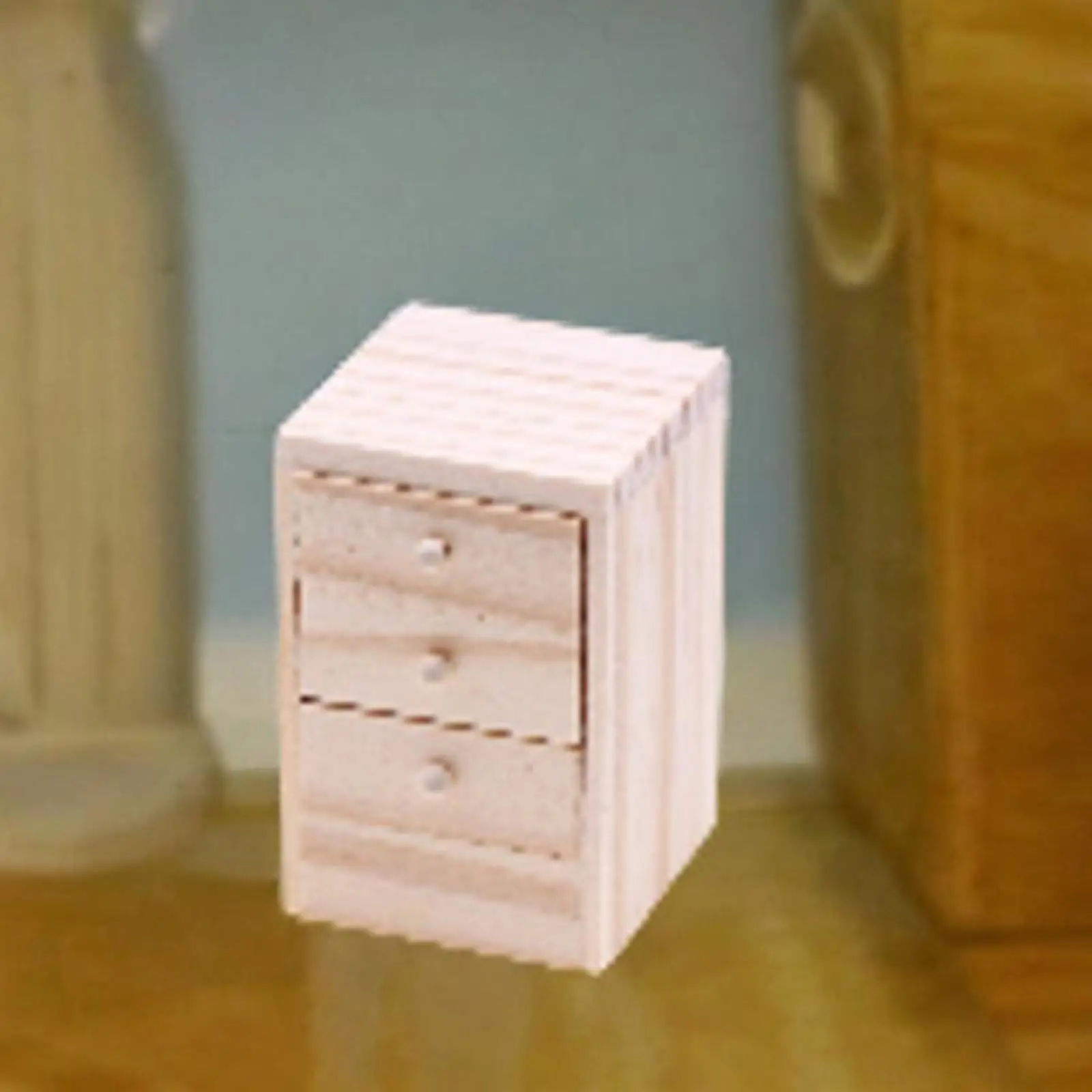 Comodino per casa delle bambole in scala 1/12, giocattolo in miniatura per scena di armadietto con cassetti per camera da letto, mini arredamento per casa delle bambole fatto a mano per casa delle bambole
