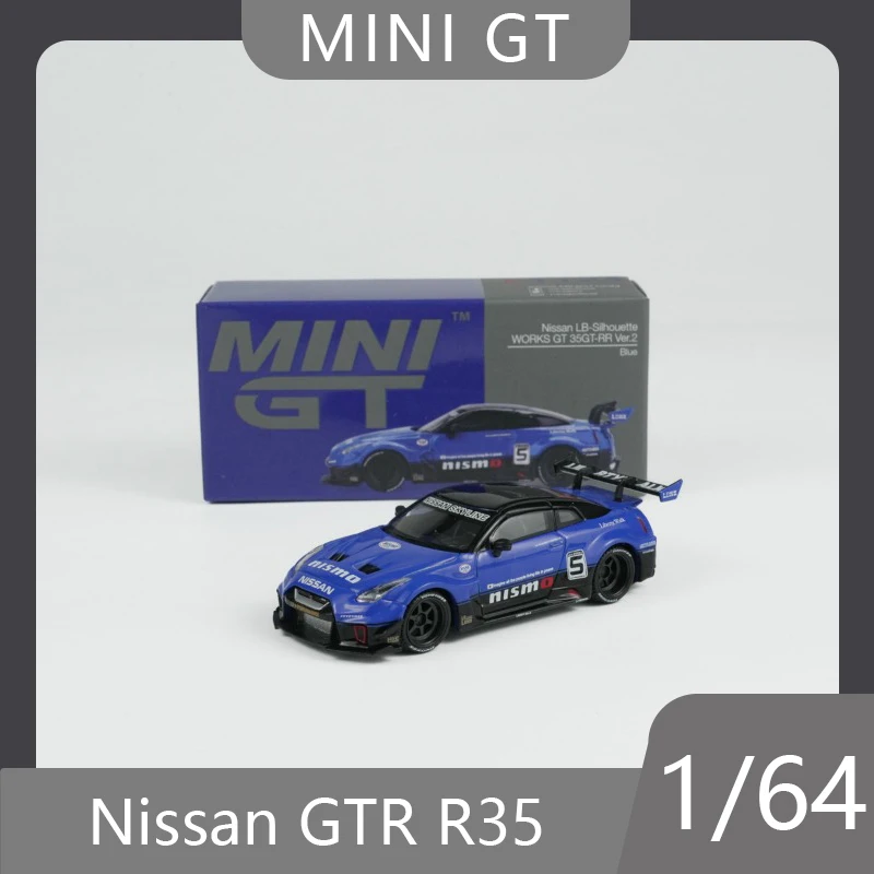 MINI GT 1:64 Nissan GTR R35 Blue Simulation Die Casting Alloy Car Model Desktop Ornament Collection Boy Toy Birthday Gift