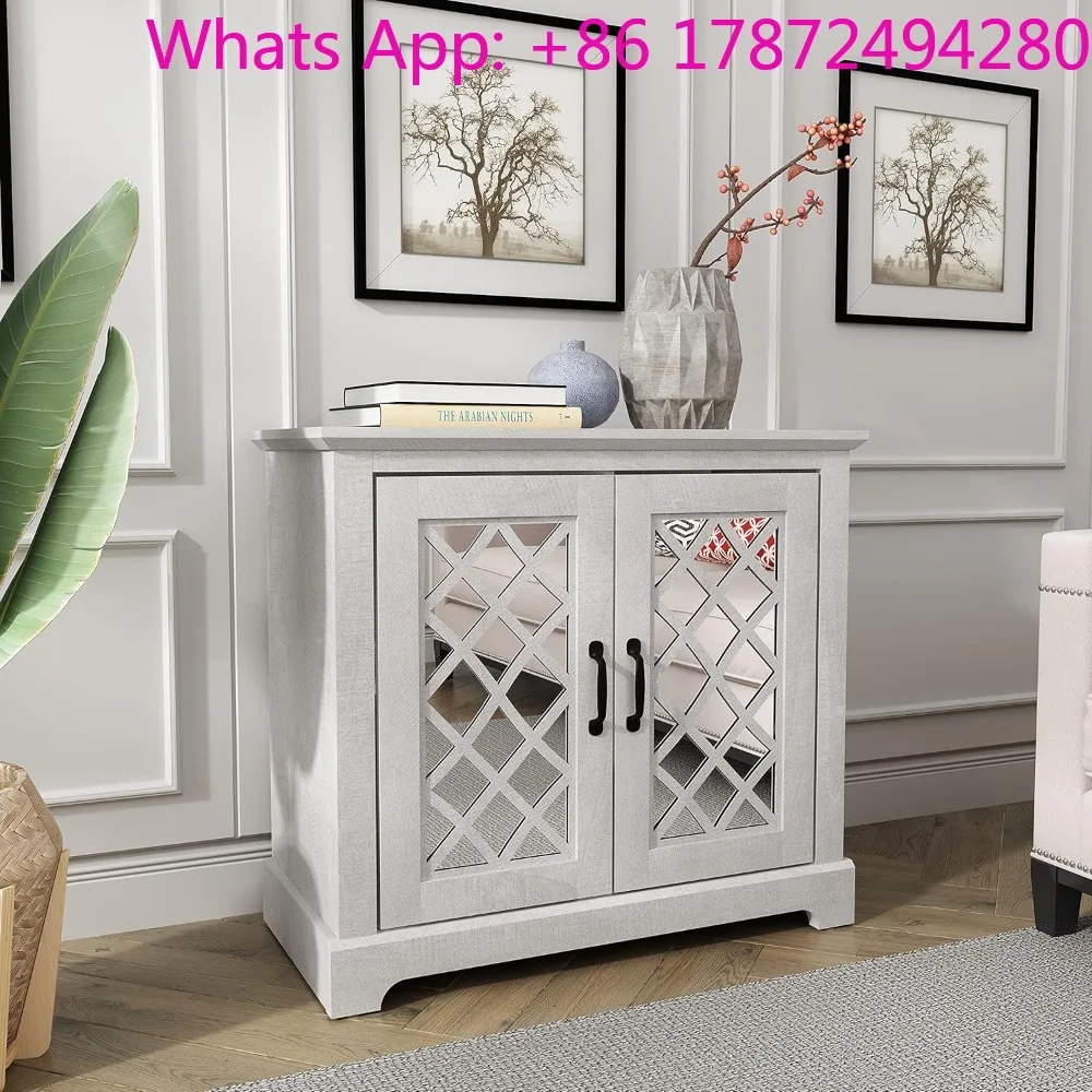 2-Door Sideboard Buffet Cabinet – Compact Storage with Acrylic Mirror Doors
