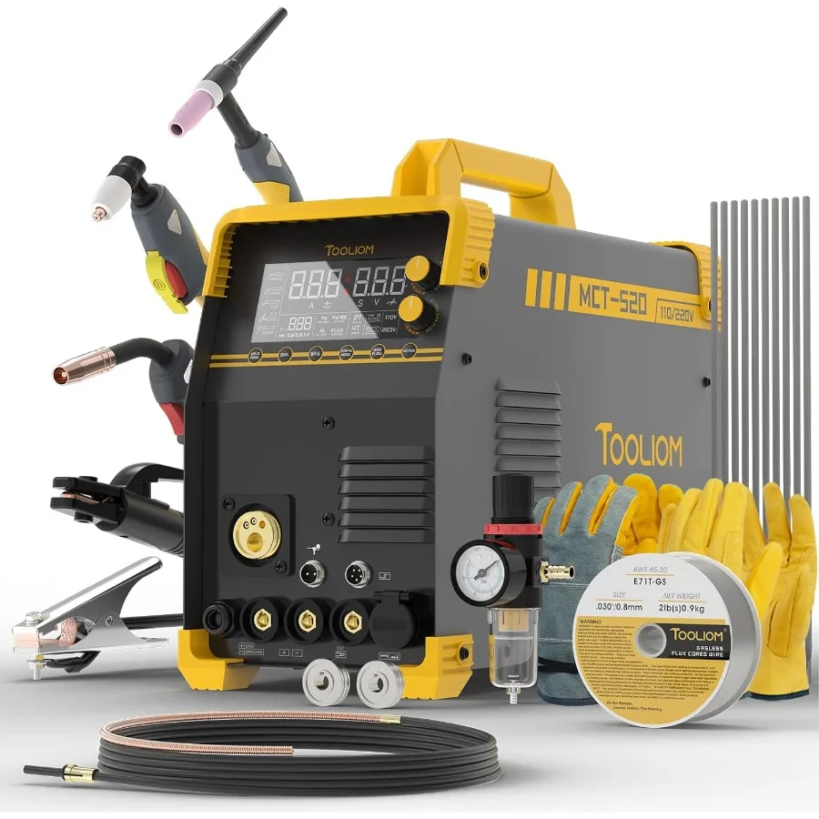 

Многопроцессный сварочный аппарат 5 в 1, с возможностью сварки MIG/TIG/CUT/Stick и поддержкой двойного напряжения 110/220 В для профессионалов