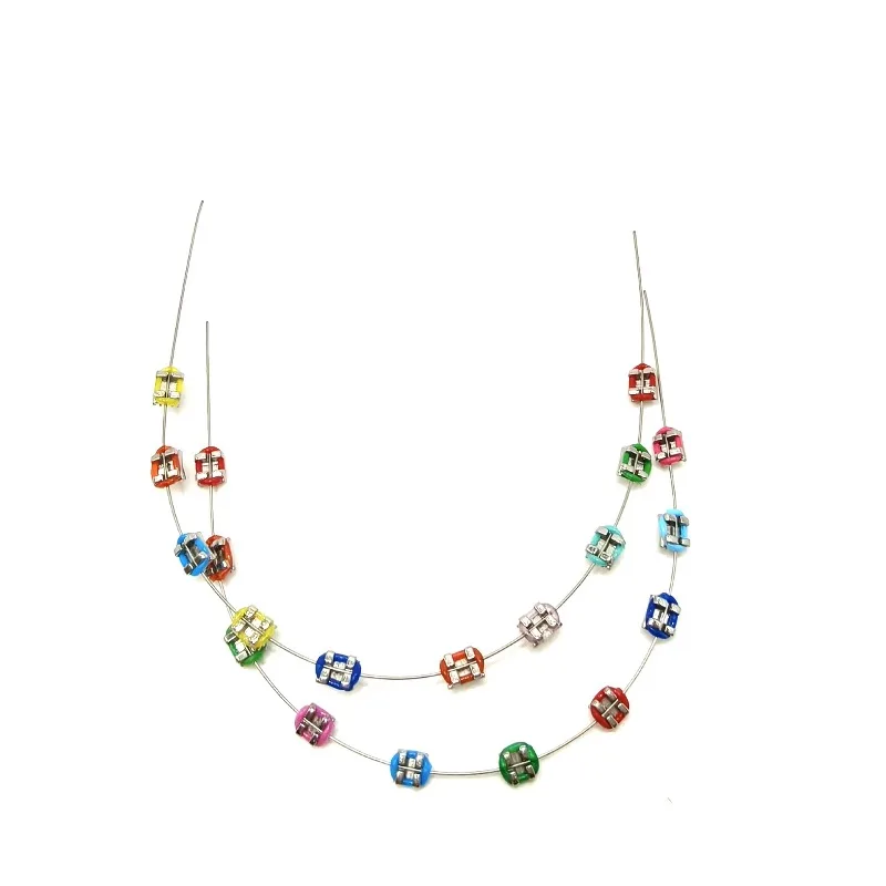 1 Pair Colorful Temporary Tooth Decoration with Metal Wires Fake Brackets Orthodontic Ligature Ties Braces Dental Decorations