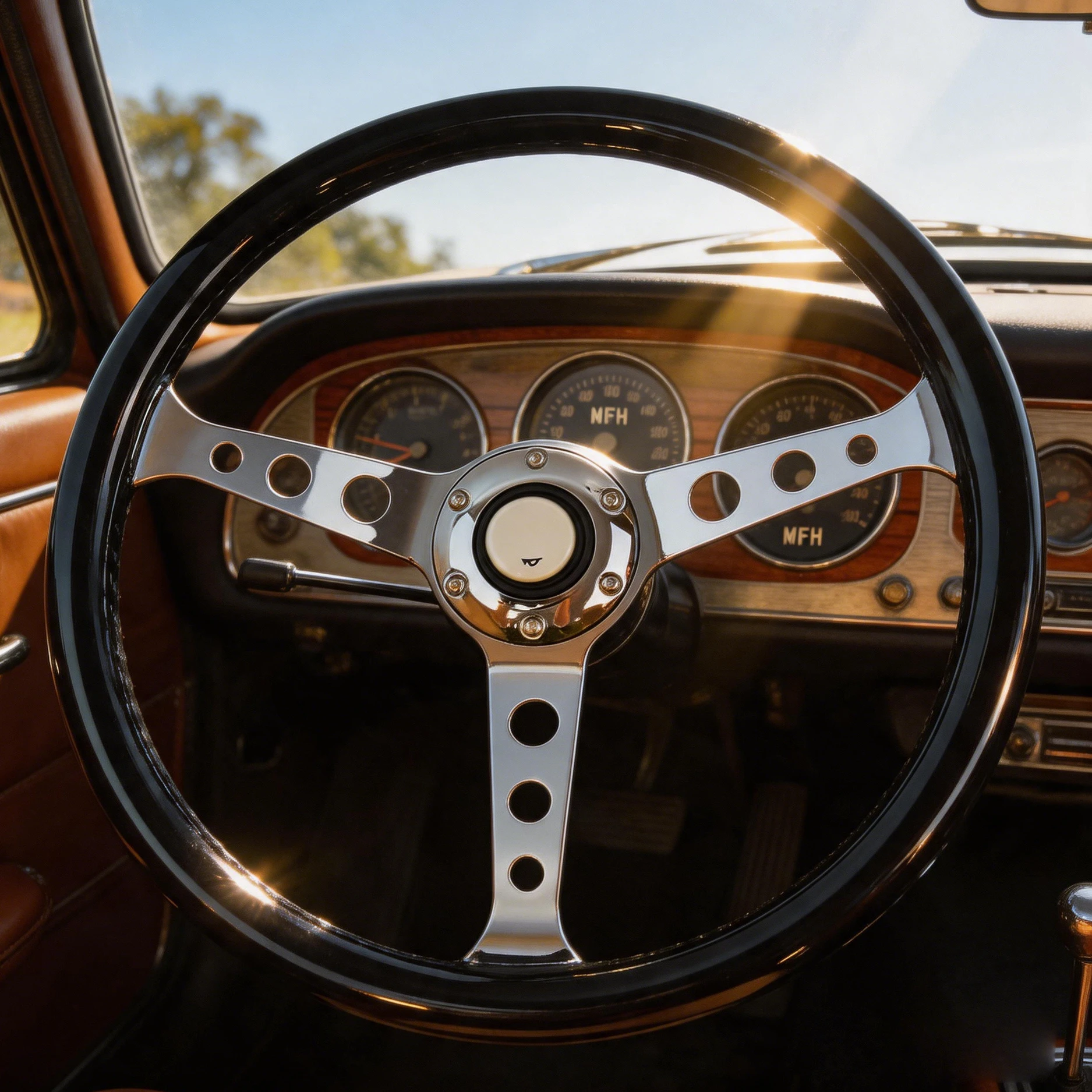 Universal 15inch Black Solid Wood Racing Steering Wheel 380mm Wooden Car Steering Wheel Modified Steering Wheel Wholesale