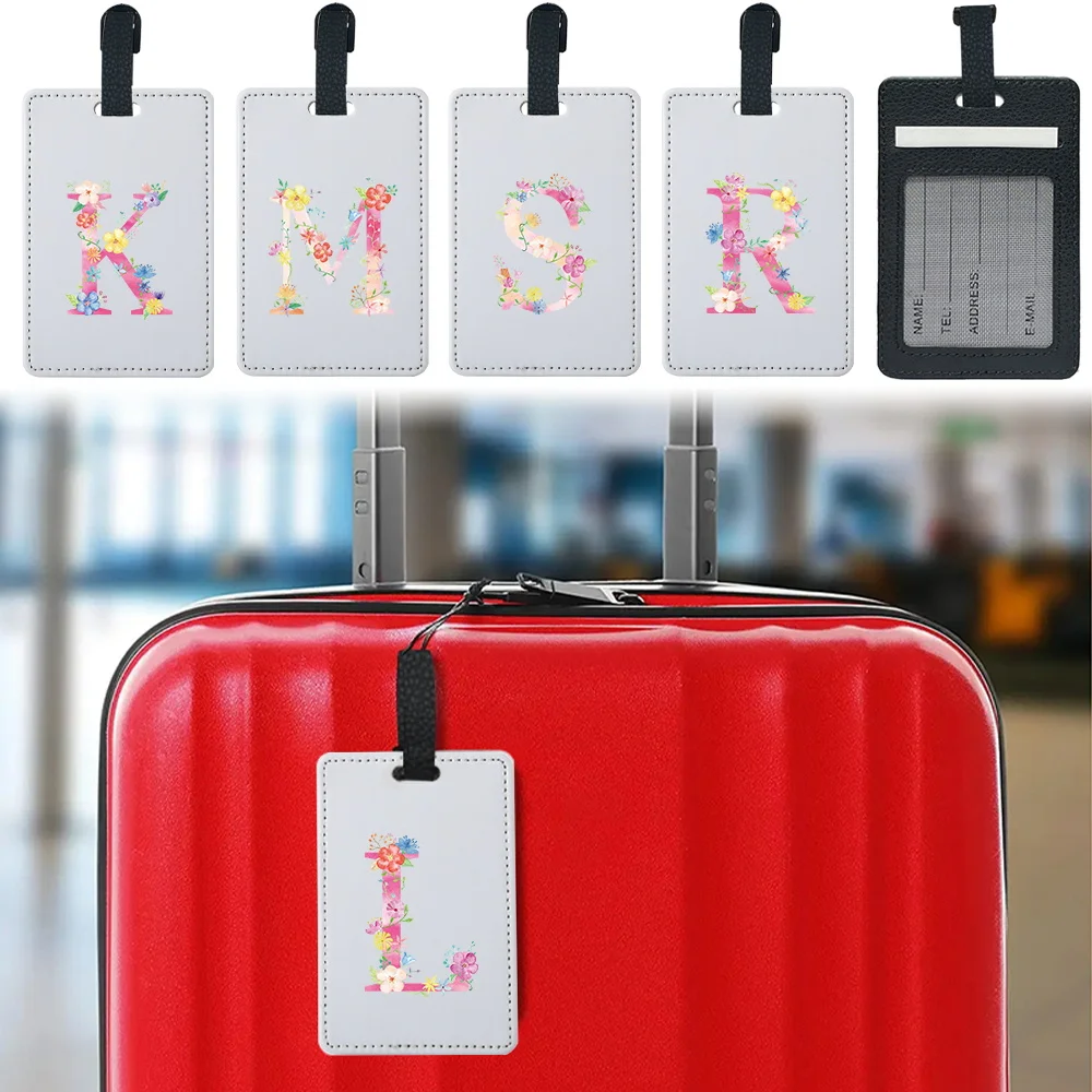 

Стильная двухцветная багажная бирка с креативным принтом для путешествий, посадочный пропуск, утолщенный универсальный защитный рукав из искусственной кожи с розовым узором