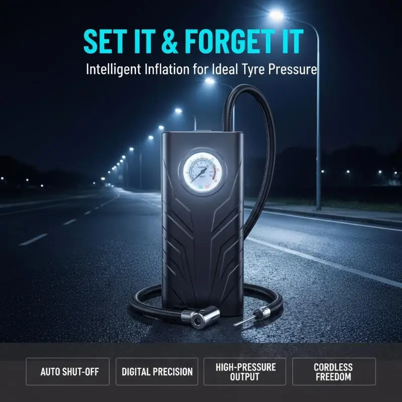 Wireless Handheld USB Rechargeable Air Pump Automatic Shut-Off Suitable For Bicycle Car Tires Ball Pressure Monitor Safe