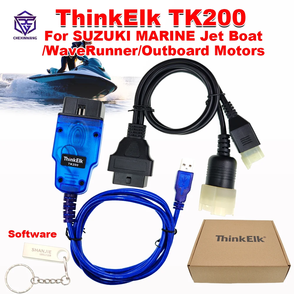 

ThinkElk TK200 For SUZUKI MARINE Outboard Boat Diagnostic CABLE KIT SDS 8.60 For Jet Boat WaveRunner Outboard Motors Scanner