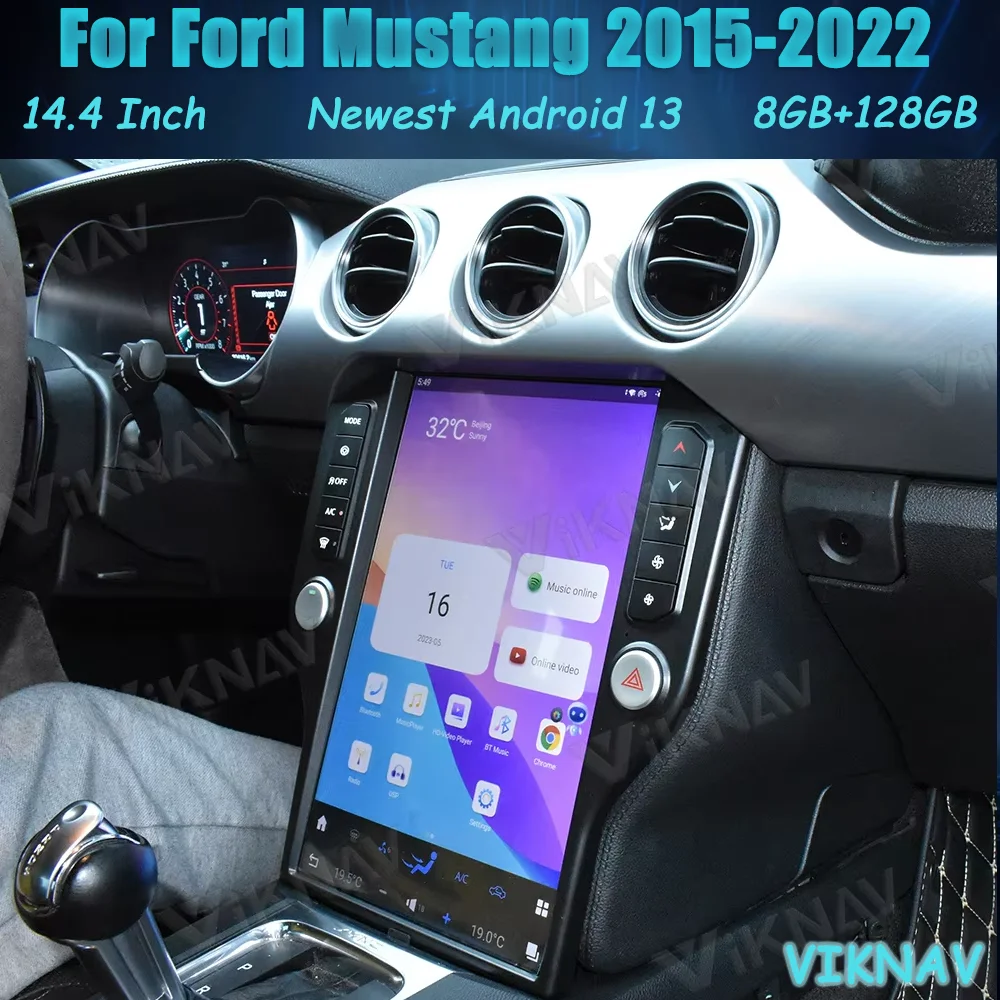 

Автомобильный GPS-навигатор VIKNAV 14,4 дюйма для Ford Mustang 2015-2022 Android 13, автомобильное радио, стерео, мультимедийный плеер, головное устройство