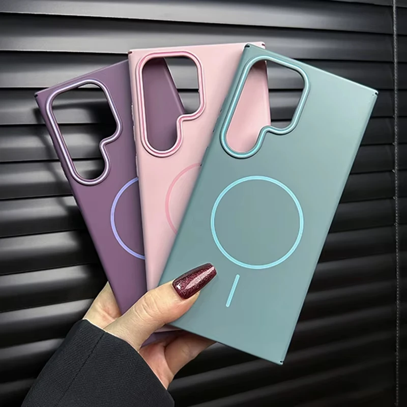 For Magsafe Magnetic Wireless Charge Matte Case For Samsung Galaxy S25 Plus S24 S23 S22 S21 Note 20 Ultra Shockproof Hard Cover
