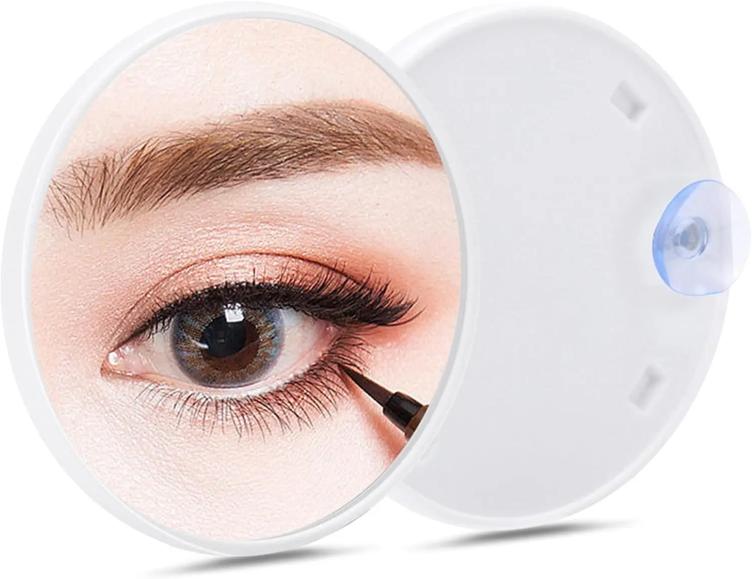 2 Adet 15X Seyahat Büyüteç Ayna Vantuz, 3.54 Inç Yuvarlak Küçük Büyütülmüş Ayna Kompakt, Taşınabilir Yüz Makyaj Aynası