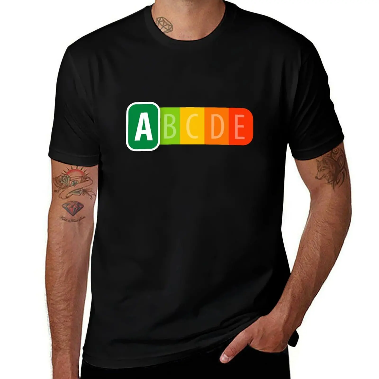 Camiseta Nutri-Score, camiseta personalizada para hombre, Camiseta de algodón 100% para hombre, Camiseta de algodón pesado