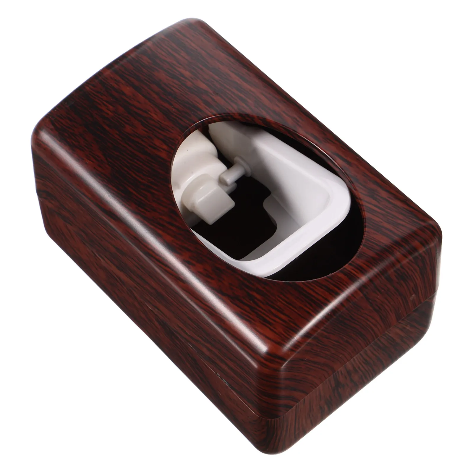 Wall Mounted Automatic Toothpaste Dispenser No Drill Adhesive Elegant Wood Grain Finish Dustproof Detachable Washable Toothpaste